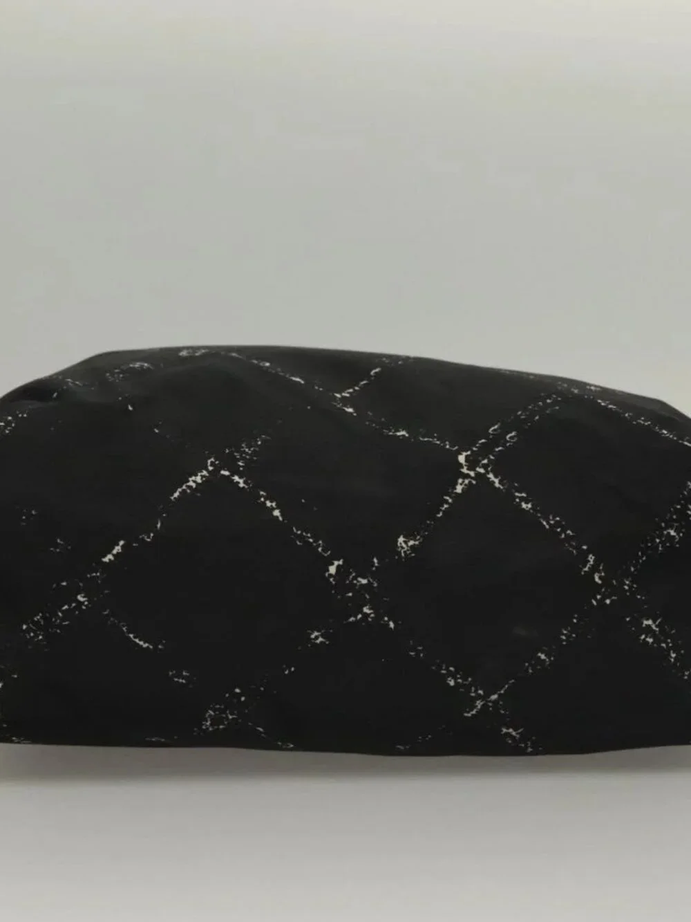 CHANEL Pouch Nylon Grained Calf Skin 2 Set Black Silver CC Auth bs28342